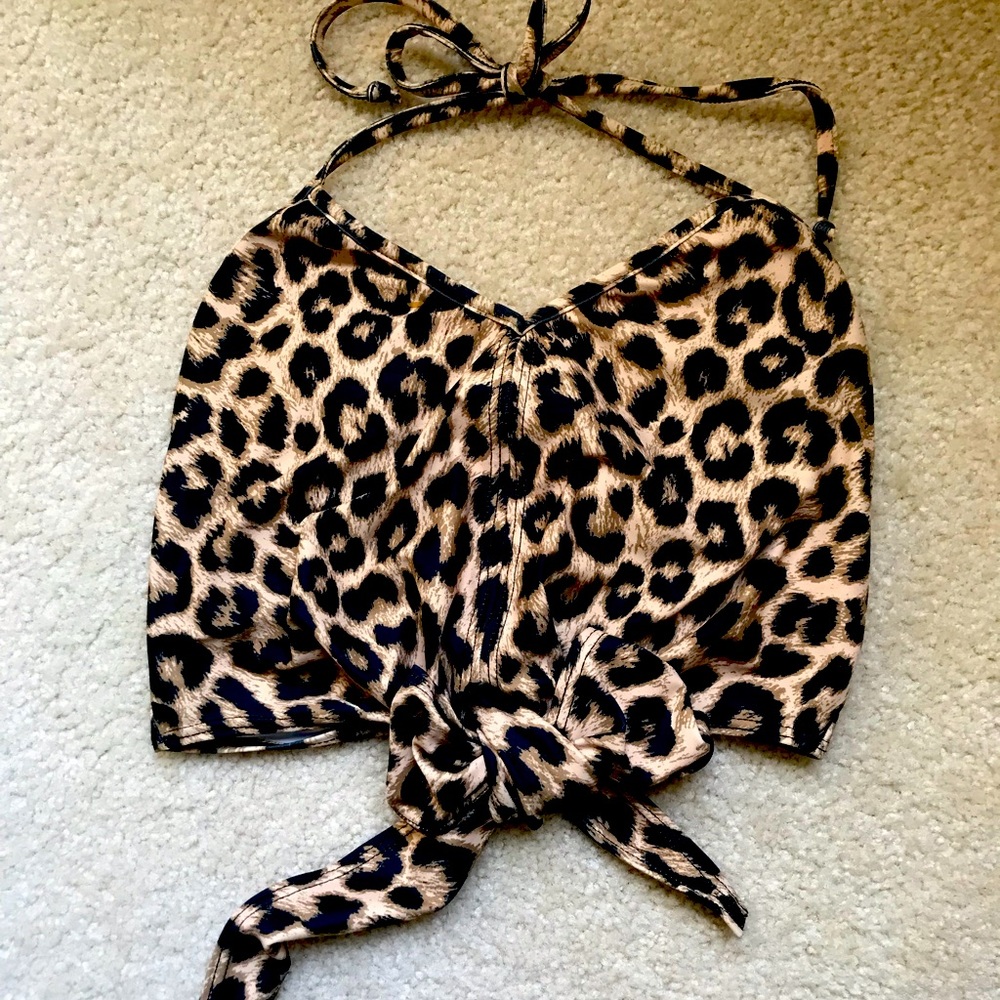 Over Sized Cheetah Tie Up Top XS without shelf bra